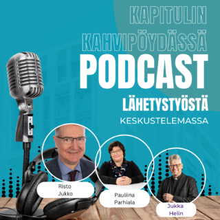 Kuvassa podcast-jakson keskustelijat Risto Jukko, Pauliina Parhiala ja Jukka Helin.